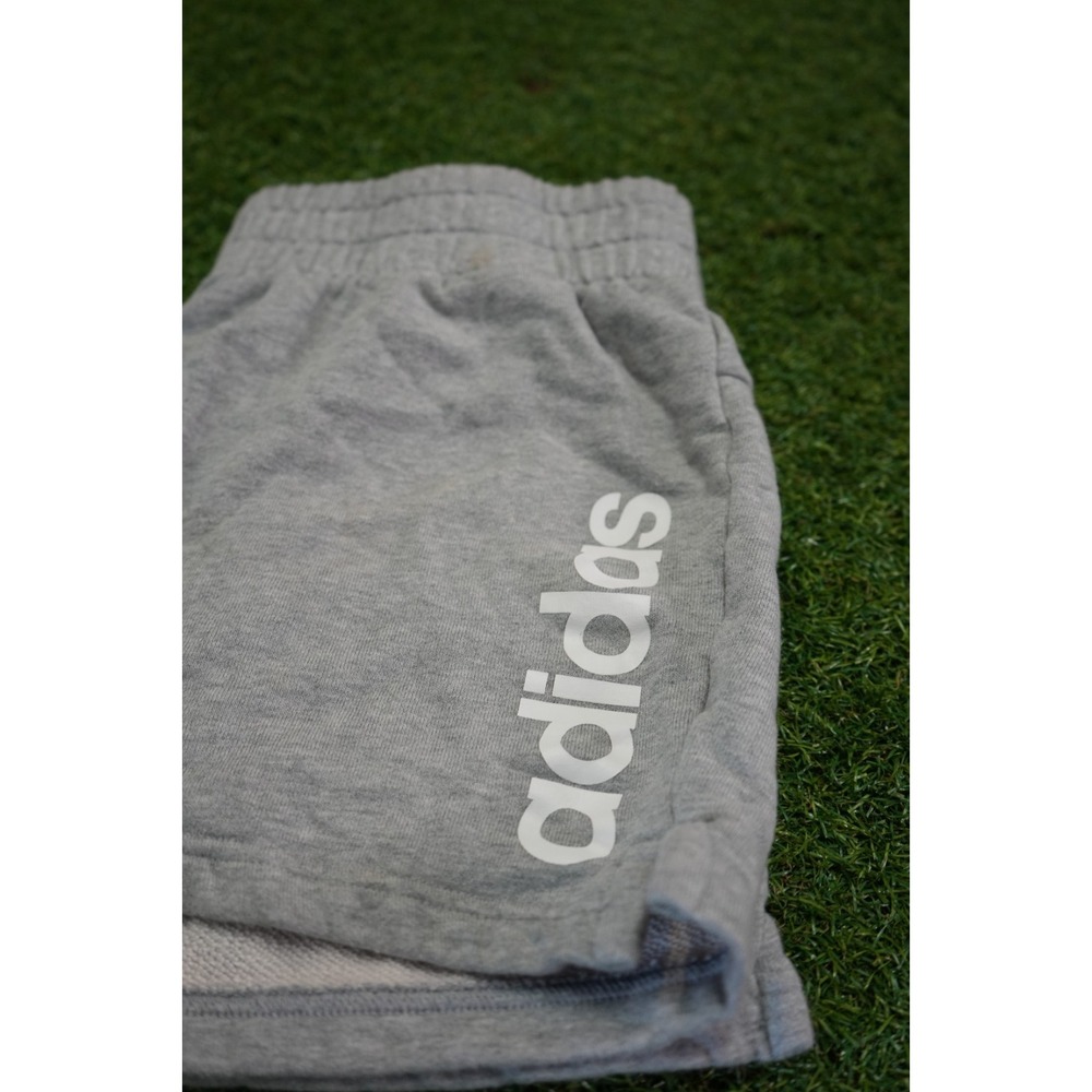 Adidas Athletic Sweat Short Women Medium Gray Logo Elastic Waist Pull-On Running - Picture 7 of 7